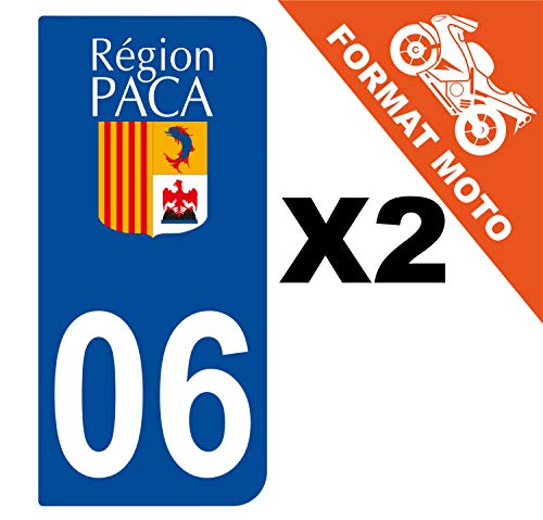 Supstick 2 Stickers Autocollants Plaques Immatriculation Moto Dept 06 Paca Bleu Foncé 2 Angles Arrondis
