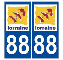 Supstick 2 Stickers Autocollants Plaques Immatriculation Auto Dept 88 Lorraine Bleu Foncé Angles Carrés