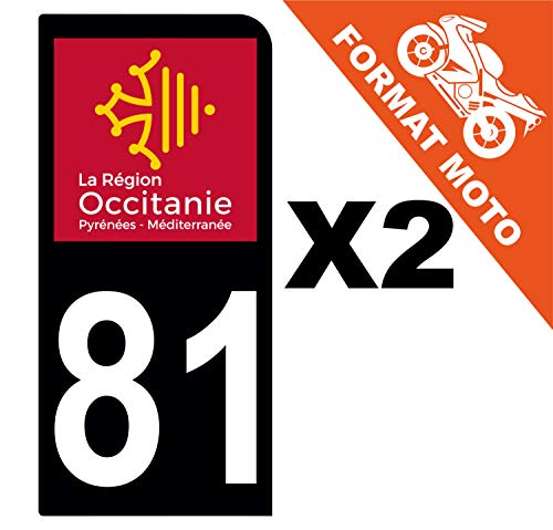 Supstick 2 Stickers Autocollants Plaques Immatriculation Moto Dept 81 Occitanie Noir 1 Angle Arrondi