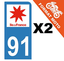 Supstick 2 Stickers Autocollants Plaques Immatriculation Moto Dept 91 Ile de France Bleu Clair 1 Angle Arrondi
