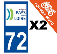 Supstick 2 Stickers Autocollants Plaques Immatriculation Moto Dept 72 Pays de la Loire Bleu Foncé Angles Carrés