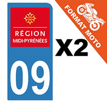 Supstick 2 Stickers Autocollants Plaques Immatriculation Moto Dept 09 Midi Pyrénées Bleu Clair 1 Angle Arrondi