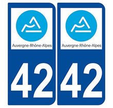 Supstick 2 Stickers Autocollants Plaques Immatriculation Auto Dept 42 Auvergne Rhône Alpes Bleu Foncé Angles Arrondis