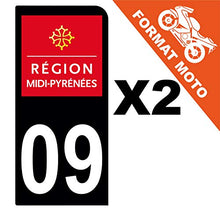 Supstick 2 Stickers Autocollants Plaques Immatriculation Moto Dept 09 Midi Pyrénées Noir 1 Angle Arrondi