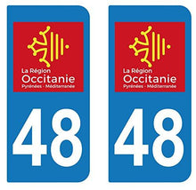 supstick 2 STICKERS AUTOCOLLANT PLAQUE IMMATRICULATION DEPT 48 région Occitanie - supstick.fr