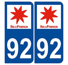 Supstick 2 Stickers Autocollants Plaques Immatriculation Auto Dept 92 Ile de France Bleu Foncé Angles Arrondis