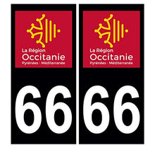 Supstick 2 Stickers Autocollants Plaques Immatriculation Auto Dept 66 Occitanie Noir Angles Carrés