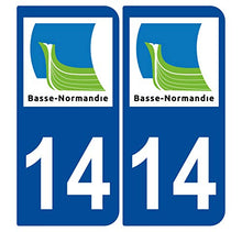 Supstick 2 Stickers Autocollants Plaques Immatriculation Auto Dept 14 Basse Normandie Bleu Foncé Angles Arrondis