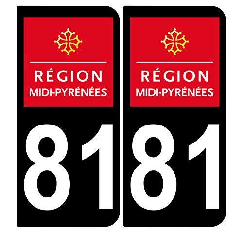 Supstick 2 Stickers Autocollants Plaques Immatriculation Auto Dept 81 Midi Pyrénées Noir Angles Arrondis