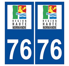 Supstick 2 Stickers Autocollants Plaques Immatriculation Auto Dept 76 Haute Normandie Bleu Foncé Angles Carrés
