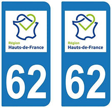 supstick 2 STICKERS AUTOCOLLANT PLAQUE IMMATRICULATION DEPT 62 Hauts de France - supstick.fr