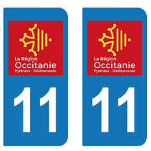 SupStick 2 STICKERS AUTOCOLLANT PLAQUE IMMATRICULATION DEPARTEMENT De l'Aude 11 REGION OCCITANIE