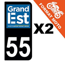 Supstick 2 Stickers Autocollants Plaques Immatriculation Moto Dept 55 Grand Est Noir 2 Angles Arrondis