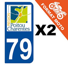 Supstick 2 Stickers Autocollants Plaques Immatriculation Moto Dept 79 Poitou Charentes Bleu Foncé 2 Angles Arrondis