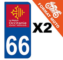 Supstick 2 Stickers Autocollants Plaques Immatriculation Moto Dept 66 Occitanie Bleu Foncé 2 Angles Arrondis
