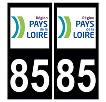 Supstick 2 Stickers Autocollants Plaques Immatriculation Auto Dept 85 Pays de la Loire Noir Angles Carrés