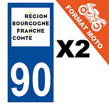 Supstick 2 Stickers Autocollants Plaques Immatriculation Moto Dept 90 Bourgogne Franche Comté Bleu Foncé Angles Carrés