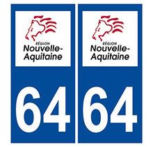 Supstick 2 Stickers Autocollants Plaques Immatriculation Auto Dept 64 Nouvelle Aquitaine Bleu Foncé Angles Carrés