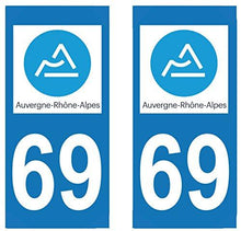 supstick 2 STICKERS AUTOCOLLANT PLAQUE IMMATRICULATION DEPT 69 Auvergne-Rhône-Alpes format rectangulaire - supstick.fr