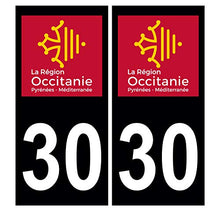 Supstick 2 Stickers Autocollants Plaques Immatriculation Auto Dept 30 Occitanie Noir Angles Carrés