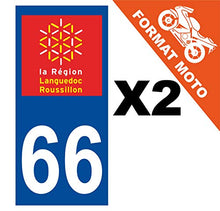 Supstick 2 Stickers Autocollants Plaques Immatriculation Moto Dept 66 Languedoc Roussillon Bleu Foncé Angles Carrés