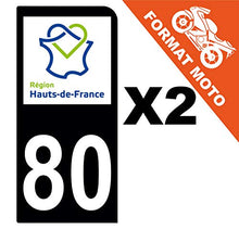 Supstick 2 Stickers Autocollants Plaques Immatriculation Moto Dept 80 Hauts de France Noir 1 Angle Arrondi