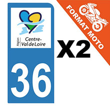 Supstick 2 Stickers Autocollants Plaques Immatriculation Moto Dept 36 Centre Val de Loire Bleu Clair 1 Angle Arrondi
