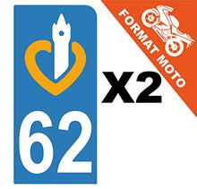 Supstick 2 Stickers Autocollants Plaques Immatriculation Moto Dept 62 Nord Bleu Clair 1 Angle Arrondi