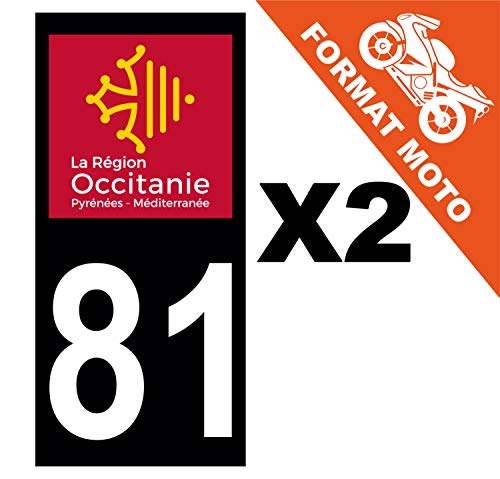 Supstick 2 Stickers Autocollants Plaques Immatriculation Moto Dept 81 Occitanie Noir Angles Carrés