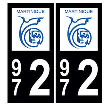 Supstick 2 Stickers Autocollants Plaques Immatriculation Auto Dept 972 Martinique Noir Angles Carrés