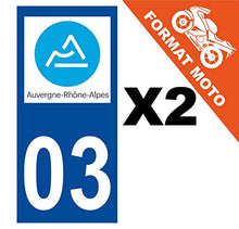 Supstick 2 Stickers Autocollants Plaques Immatriculation Moto Dept 03 Auvergne Rhône Alpes Bleu Foncé Angles Carrés