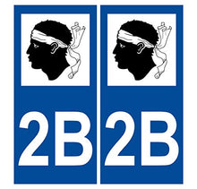 Supstick 2 Stickers Autocollants Plaques Immatriculation Auto Dept 2B Corse Bleu Foncé Angles Carrés