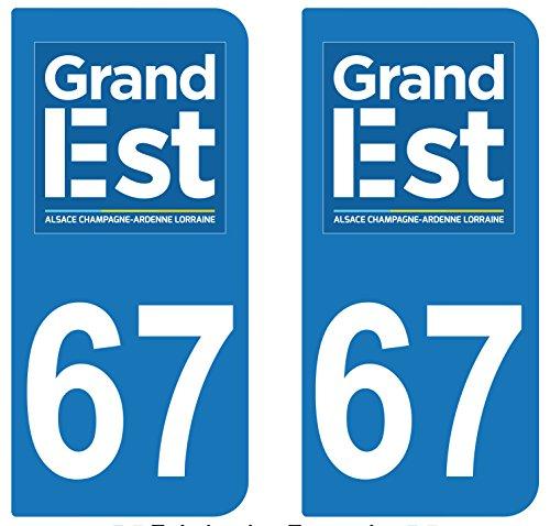 supstick 2 STICKERS AUTOCOLLANT PLAQUE IMMATRICULATION DEPT 67 Grand Est format rectangulaire - supstick.fr