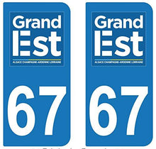 supstick 2 STICKERS AUTOCOLLANT PLAQUE IMMATRICULATION DEPT 67 Grand Est format rectangulaire - supstick.fr
