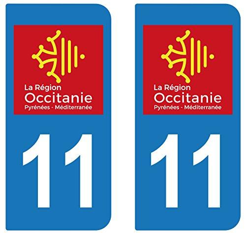 supstick 2 STICKERS AUTOCOLLANT PLAQUE IMMATRICULATION DEPT 11 région Occitanie - supstick.fr