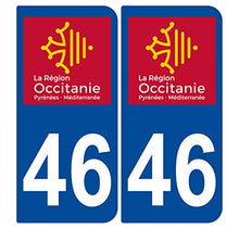 Supstick 2 Stickers Autocollants Plaques Immatriculation Auto Dept 46 Occitanie Bleu Foncé Angles Arrondis