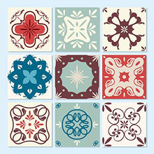 Planche de 9 Adhésif Carrelage - décoration de carreaux - 18 pièces plastifié en mat - mosaïque nuances de fleurs - format 25x25cm par pièce