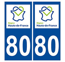 Supstick 2 Stickers Autocollants Plaques Immatriculation Auto Dept 80 Hauts de France Bleu Foncé Angles Carrés