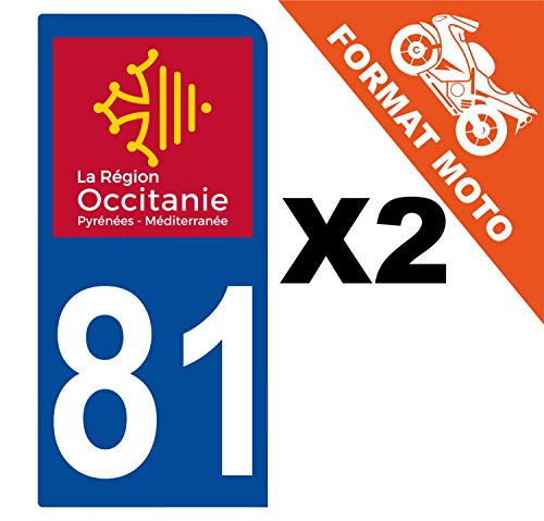 Supstick 2 Stickers Autocollants Plaques Immatriculation Moto Dept 81 Occitanie Bleu Foncé 1 Angle Arrondi