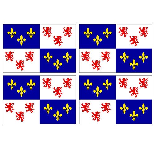 Supstick Lot de 4 Autocollants Stickers Drapeau de département région française Haut de France Format 6x4cm