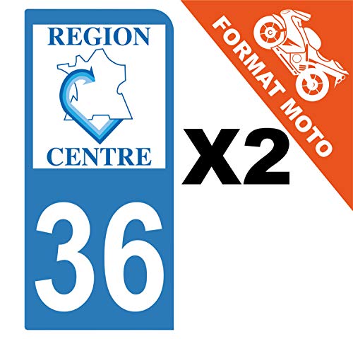 Supstick 2 Stickers Autocollants Plaques Immatriculation Moto Dept 36 Centre Bleu Clair 1 Angle Arrondi