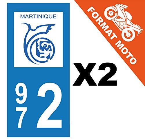 supstick 2 Stickers Autocollant Plaque IMMATRICULATION Moto DEPT 972 Région Martinique Format rectangulaire - supstick.fr