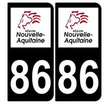 Supstick 2 Stickers Autocollants Plaques Immatriculation Auto Dept 86 Nouvelle Aquitaine Noir Angles Arrondis