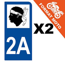 Supstick 2 Stickers Autocollants Plaques Immatriculation Moto Dept 2A Corse Bleu Foncé 1 Angle Arrondi