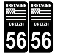 Supstick 2 Stickers Autocollants Plaques Immatriculation Auto Dept 56 Bretagne Breizh Noir Angles Arrondis