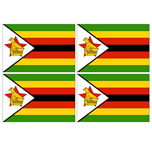 Supstick Lot de 4 Autocollants Stickers Drapeau de Pays Nation Zimbabwe Format 12x8cm