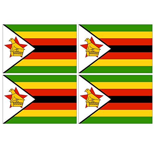 Supstick Lot de 4 Autocollants Stickers Drapeau de Pays Nation Zimbabwe Format 12x8cm