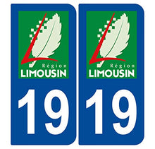 Supstick 2 Stickers Autocollants Plaques Immatriculation Auto Dept 19 Limousin Bleu Foncé Angles Arrondis