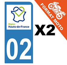 Supstick 2 Stickers Autocollants Plaques Immatriculation Moto Dept 02 Hauts de France Bleu Clair 1 Angle Arrondi