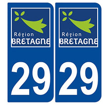 Supstick 2 Stickers Autocollants Plaques Immatriculation Auto Dept 29 Bretagne Bleu Foncé Angles Arrondis